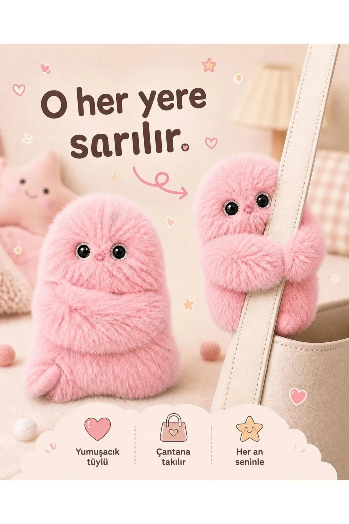 LumiPuf Mini Dostum – Çantaya Takılabilen Sevimli Peluş